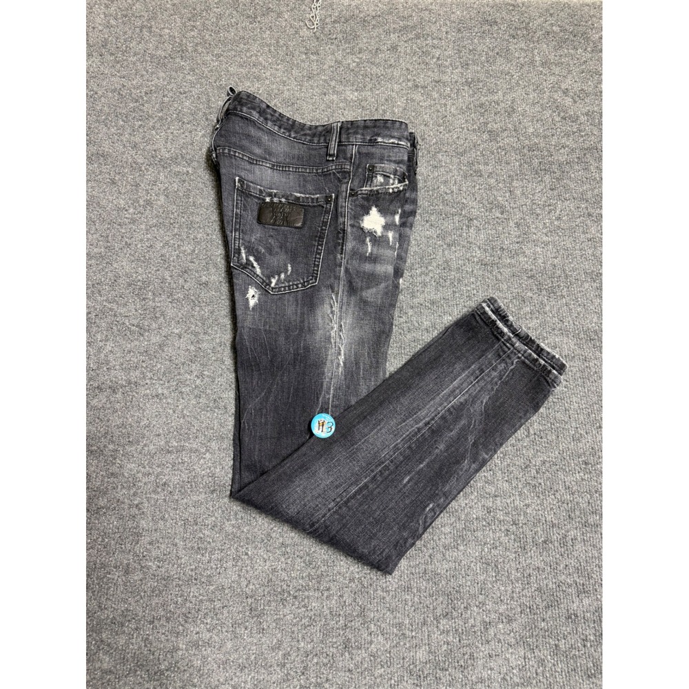 Dsquared2 Men's Gray Dark Wash Distressed Slim Skinny Denim Jeans Size 44 Italy